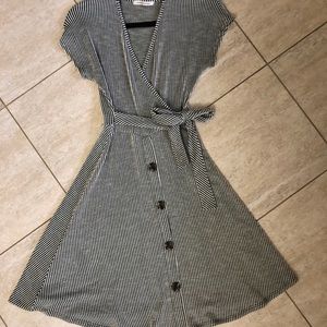 Green/ White striped Short Dress